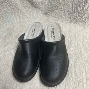 Bartolini leather Black Perforated Clogs , rubber soles made in Italy.SZ9